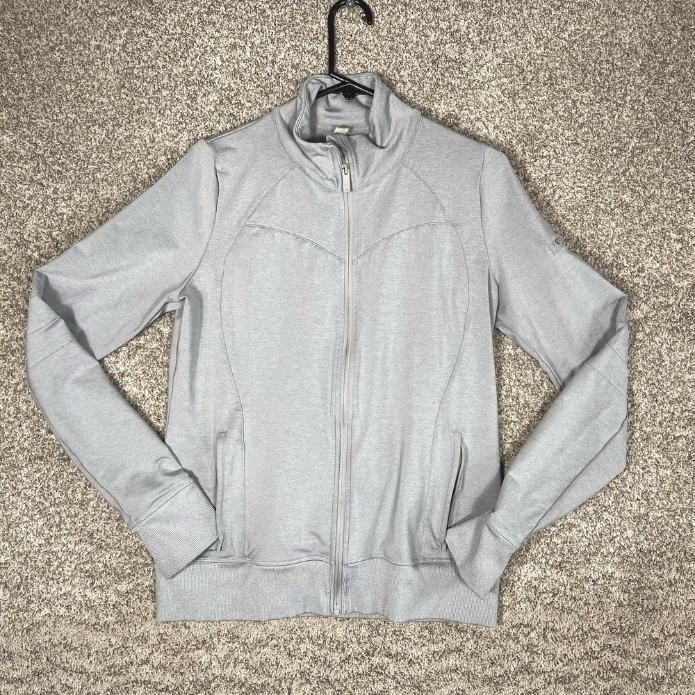 Alo Jacket Womens Large Gray Track Zip Slim Fitted Yoga Running Light
